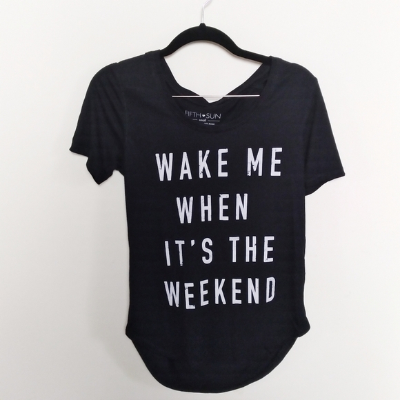 Fifth Sun Black and White Weekend Graphic T Shirt - Picture 2 of 6